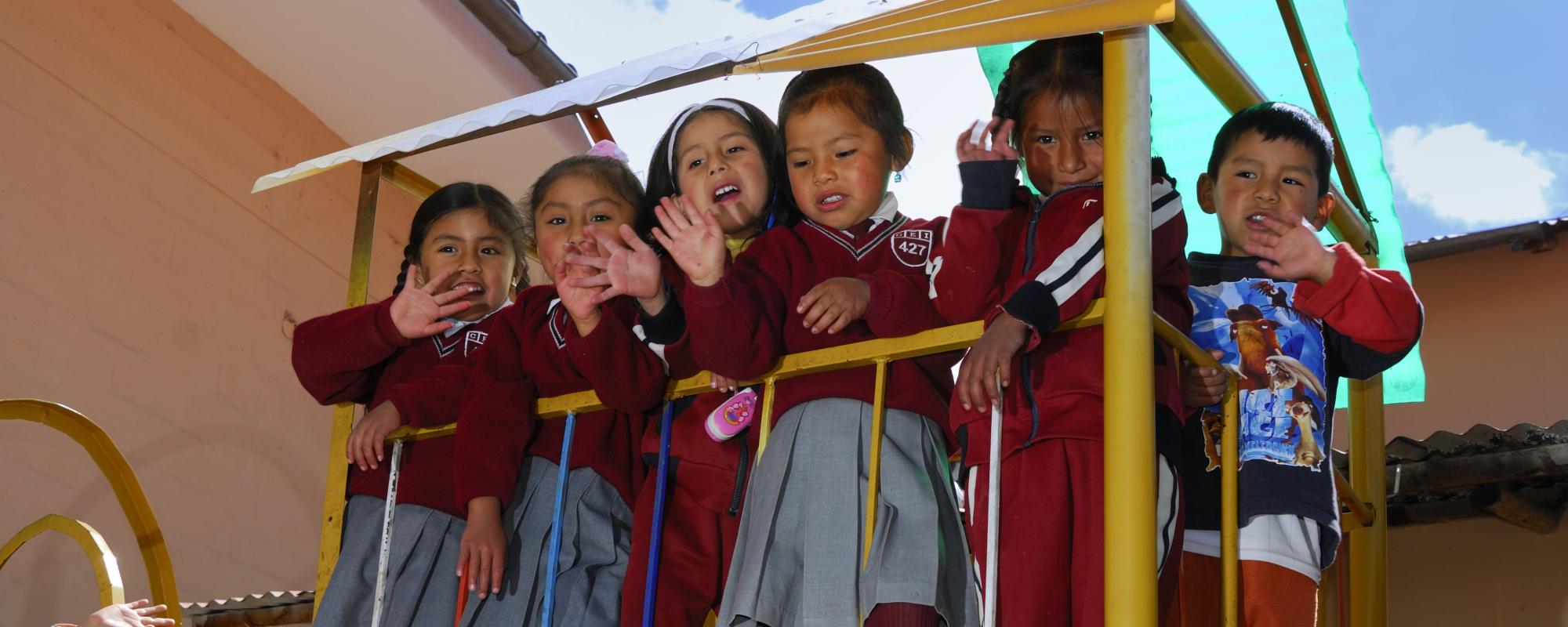 Peruvian children on playground at pre-school