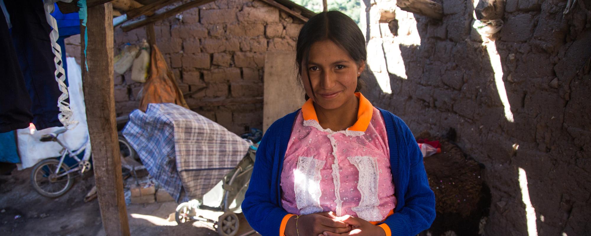 Young Peruvian girl at home