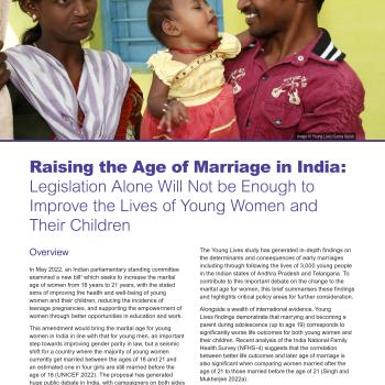 Front cover of Young Lives policy brief on the age of marriage in India